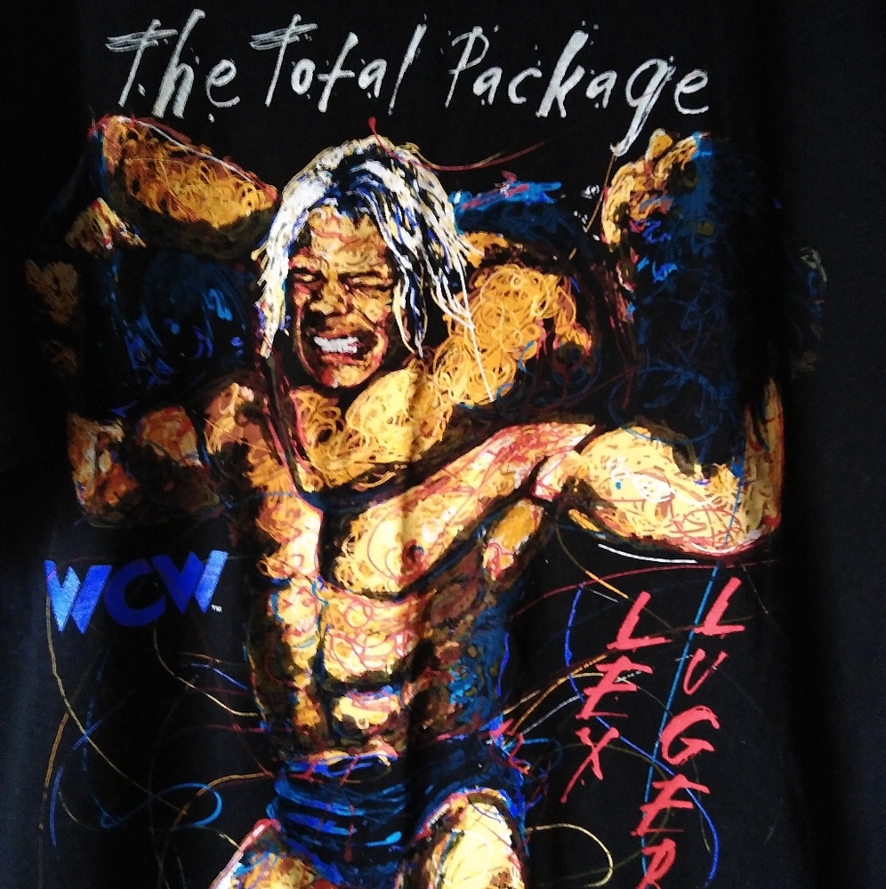 VTG 90s FOTL WCW ‘The Total Package’ Lex Luger Art Shirt Size XL Single Stitch